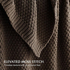 EVERGRACEHOME Chunky Chenille Knit Throw Blanket for Couch, Soft Luxurious Moss Stitch Blankets for Bed, Cozy Decorative Farmhouse Knitted Throws for Sofa, Cocoa Brown, 60" x 80"