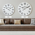 ARTPOWER Large Farmhouse Wall Clock, 24” Shiplap Wall Clock with Roman Numeral, Nearly Non-Ticking, Round Wall Clocks for Living Room Decor, Office, Bedroom, Entrance, White