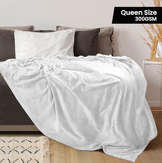 Utopia Bedding White 300GSM Fleece Blanket (Queen Size - 90x90 Inch) Luxury Soft Bed Blanket (Bulk Pack of 9)