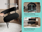Mid Century Sherpa Boucle Accent Chair, Round Upholstered Barrel Arm Chair for Small Spaces, Fluffy Side Corner Sofa Chair for Living Room, Bedroom, Vanity, Office, Reading Nook