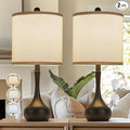 23" Farmhouse Table Lamp Set of 2, Black Metal Modern Bedside Lamps for Living Room, 3 Color Temperature Rustic Table Lamps for Bedroom, Night Stands, Dorm,Office, Home Décor (Bulb Included)