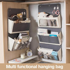 Over Door Storage Organizer, Multi-Pocket Hanging Organizer with Mesh Pockets, Wall Mount Storage Bags, Black and White (gray + white, 3-Tier*2PACK)