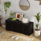 DINZI LVJ Storage Chest, 47.3” Wooden Toy Box with 2 Safety Hinges, Retro Entryway Shoe Storage Bench with Flip-Top, Sturdy Large Storage Trunk for Living Room, Bedroom, Easy Assembly, Espresso