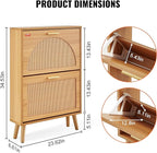 VEVOR Shoe Cabinet with 2 Flip Drawers, Shoe Storage Cabinet for Entryway, Free Standing Shoe Storage Organizer with Rattan Doors for Heels, Boots, Slippers in Hallway, Living Room