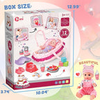 SMILESSKIDDO Baby Doll Set - 14" Babydoll with Dolls Accessiores, Realistic Pretend Play Doll Includes Carrier Bassinet Bed, Feeding Set, Doll Clothes, Toddler Toys Gifts for 1 2 3 4 5 Year Old