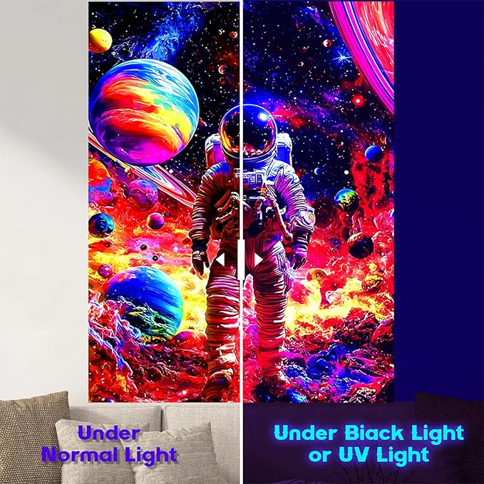 NYZE Astronaut Space Tapestry for Bedroom, Glow in the Dark Room Decor Wall Tapestries, Cool Galaxy Planet Wall Hanging, Wall Hanging for Men Guys Gamer Room Dorm Living Room 60x80 in