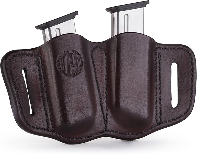 1791 Gunleather Mag Holster 2.1 - Double Mag Pouch for Single Stack Magazines, OWB Magazine Pouch for Belts