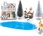 Wehhbtye 59'' x 15.7'' Christmas Village Ocean Display Mat, Christmas Village Miniature Ocean Mat, Xmas Villages PVC Pad Decoration for Holiday Mini Landscape Scene Accessories (Light Blue)