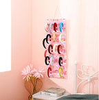 Tudomro Hanging Headband Holder for Girls Felt Hair Accessories Organizer with 60 Elastic Bands Bow Hanger for Girls Hair Bows Without Headbands(Rainbow,Pink)