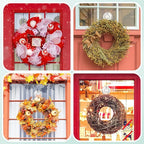 VIS'V Wreath Hanger, Large Suction Cup Wreath Hooks with Wipes, Heavy Duty, 22 LB Capacity, Removable and Reusable, Clear, 8 Pcs