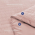 HYMOKEGE Rose Gold Twin XLComforter Set Seersucker 5 Pieces, All Season Luxury Bed in a Bag for Bedroom, Bedding Set with Comforter, Sheets, Pillowcase & Sham