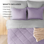 Bedsure Full Size Comforter Set - 7 Pieces Reversible Light Purple Bedding, Full Size Bed Set for All Seasons, Bed in a Bag with Down Alternative Comforter, Sheets, Pillowcases & Shams