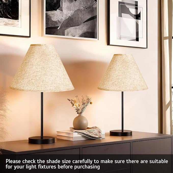 Large Beige Lamp Shades Set of 2, 6" Top x 16" Bottom x 10.8" High,Empire Fabric Lampshade for Table Lamps and Floor Lamps,Replacement Light Shade Cover, Linen Lamp Shades with Spider Fitter and Harp