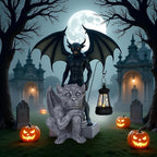 Gargoyle Statues Outdoor with Solar Lantern Gothic Garden Lamp Decor Outside Dragon Winged Gargoyle for Porch Patio Lawn Yard Ornament Trolls Figurine Gifts for Women Mom Grandma