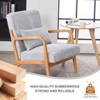 KEIKI Mid-Century Modern Upholstered Accent Chair, Solid Wood Lounge Chair for Living Room