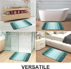 OLANLY Bathroom Rug Set 2 Piece, Soft Absorbent Microfiber Bath Rug Set, Non-Slip, Machine Wash Dry, Plush Shaggy Bath Mats for Bathroom (30"x20"+24"x16", Blackish Green)