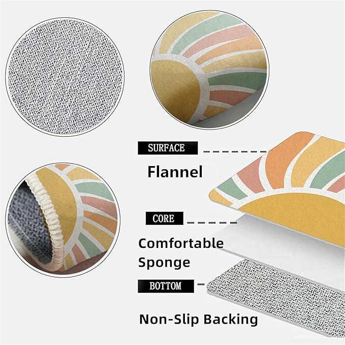Machine Washable Rainbow Rugs Bedroom Fluffy Plush Soft Area Rugs Rainbow Sunshine Sun Print Living Room Non-Slip Indoor Flooring Kids Girls Boys Home Decor Aesthetics 2x5ft