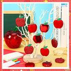 JULMELON 24Pcs Back to School Ornaments, A-pples Tree Decorations Red Shiny Matte Glitter Apples Hanging Ornaments with Rope for First Day of School Party Birthday Classroom Supply Decorations