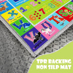 ABC Play Carpet for Kids – Extra Large Preschool Rug with ABCs, Numbers, Animals, and Colors for Playroom & Classroom - (110X78.7 Inches)