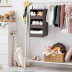 GRANNY SAYS 3-Shelf Closet Organizers and Storage, Foldable Hanging Closet Organizer, Hanging Closet Shelves with 2 Metal Hooks, Leak-Proof Hanging Shelves for Closet, Bedroom, RV, Camper, Dark Brown