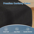 40" Square Stuffed Ottoman Pouf for Sofa Couch, Corduroy Poufs with Foam Chunk Filling, Furry & Fluffy Pouf Footstool Movable Ottoman. 40*31 Floor Poufs Foot Rest for Living Room, Black(2 Piece Set)