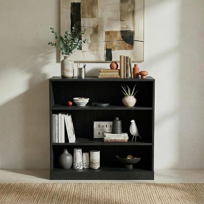 Casaphoria 31" H Wooden Bookshelves, 3 Tier Heavy Duty Bookshelf with Adjustable Shelves, Farmhouse Bookshelf with 16" Deep Storage Space for Living Room,Bedroom & Home Office