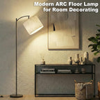 Floor Lamp, LED Floor Lamp with Foot Switch & Adjustable Linen Lampshade, Tall Modern ARC Standing Lamps for Living Room Office Bedroom (9W Replaceable Blub)