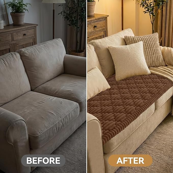 Smiry Pet Couch Cover for Dogs Washable, Non-Slip Fuzzy Couch Covers for 3 Cushion Sofa Pet Friendly, Soft Thick Furniture Protector Sofa Slipcover Mat for Dogs (Chocolate, 27.6" x 59")