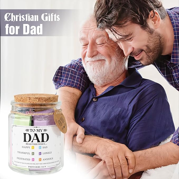 Bible Verse Jar – Christian Scripture Gift for Him, Inspirational Prayer Jar for Father’s Day, Hope & Faith Reminder for Men