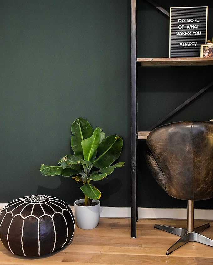 Poufs&Pillows Premium Moroccan Leather Pouf - Handmade - Delivered Stuffed - Ottoman, Footstool, Floor Cushion (Black)