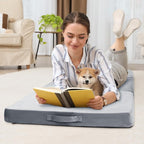 BALAPET Floor Lounger Pillow,Foldable Soft Memory Foam Floor Pillow Portable 3-Piece Folding Pillow with Handle,Suit for Meditation,Playing,Yoga,Reading,Sleeping(Light Gray)