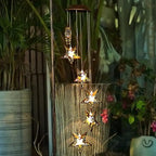 Tryme Solar Wind Chimes Star Wind Chime Warm LED Hanging Solar Lights Unique Garden Decor Memorial Thanksgiving Gifts for Mom Grandma Sister Home Party
