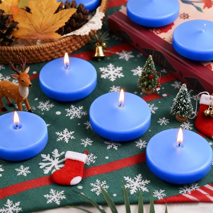 3 inch Floating Candles 30 Packs Blue Floating Candle for Centerpieces 8-9 Hours Floating Candles 3” Water Candles for Cylinder Vases, Pool, Wedding