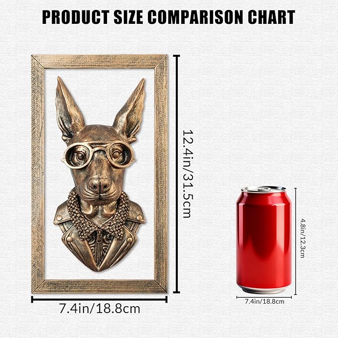 Zotabe 5PCs Animal Heads Wall Decor, Animal Sculptures Wall Dec, Dog Door Wall Mount, Vintage Wall Sculpture, Resin Wall Hanging Decoration for Living Room Bedroom Kitchen Gift (Goggle Pup, 1)