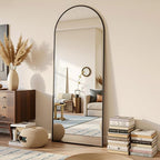 Full Length Mirror, 59"x19" Arched Full Body Mirror, Oversized Floor Mirrors, Leaning Free Standing Mirrors, Hanging Mounted Large Mirrors for Bedroom Dressing Room, Cloakroom, Black