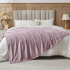 NEWCOSPLAY Super Soft King Blanket Light Purple Premium Silky Flannel Fleece Leaves Pattern Lightweight Bed Blanket All Season Use (Light Purple, King(90"x110"))