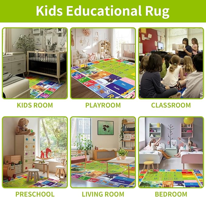 ABC Rug for Kids Playroom,Toddler Alphabet Carpet Washable for Baby Room,Classroom,Play Room,Floor,Bedroom (2.6×4ft)