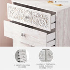 Signature Design by Ashley Paxberry Boho 5 Drawer Chest of Drawers, Whitewash