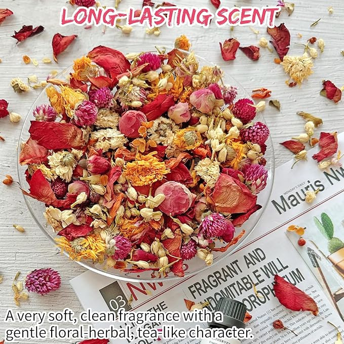 Valentine Potpourri Bowl Filler, Rose Scented Potpourri Bowl Filler with Dried Flowers, Spring Potpourris Gifts for Natural Home Decor, Birthday, Valentine’s Day, Mother’s Day, Housewarming, Holiday
