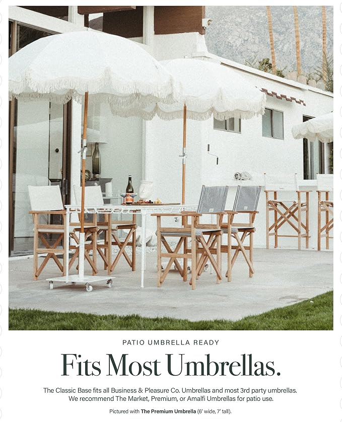 Business & Pleasure Co. Classic Patio Umbrella Base - Fits up to 6' Patio & Beach Umbrellas - Heavy Duty Square Metal Umbrella Stand Outdoor Base - White, 35 lbs