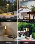 KDG 2 Pack Cordless Table Lamp, Portable LED Desk Lamps, 5000mAh Battery Operated, 3 Color Stepless Dimming Up, for Restaurant, Bedroom, Outdoor Camping, Coffee Shop, Night Light, Rechargeable (Gold)