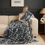 Cozy Bliss Luxury Faux Fur Throw Blanket Leopard Print, Non Shedding Double Sided Sherpa Blankets Super Soft Fluffy Thick Warm Throws Home Decor for Couch Bed Sofa Women,50"*60"Inches Snow Leopard