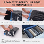 Compression Bags for Travel - Travel Essentials - 20 Pack Space Saver Bags - No Vacuum Needed - Compression Packing Bags for Cruise Accessories