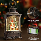 Church Snow Globe Christmas Decorations Gifts Snowman Cabin Cardinal Tree USB/Battery Timer Music Glitter Snowfall Lantern 10.2 inch