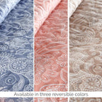 Southshore Fine Living, Inc. Paisley Quilt Set King/California Size, Light Weight Bedspread, 3-Piece Set Bohemian Bedding with Two Matching Quilted Pillow Shams, Cal/King Quilt, Reversible Coral