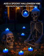 BEICHI Flameless Candles, Tea Lights Battery Operated, No Flickering Votive Candles LED Tea Lights for Halloween Christmas Wedding Home Decor (24 Pack, Blue)