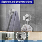 Suction Cup Hooks for Shower, Heavy Duty Suction Hanger for Bathroom Window Glass, Bath Robe Looafh Towel Hook for Hanging - 4 Pack, Silver
