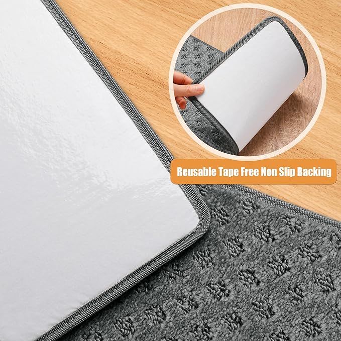 PURE ERA Carpet Stair Treads Tape Free Non Slip Indoor Stair Carpet Stair Protectors Pet-Friendly Non-Slip Skid Resistant Washable Reusable 8" x 30"(14 Pieces,Gray Mini-Diamond Trellis)