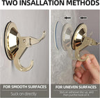 Antimbee Suction Cup Hooks, 5 Pack Suction Cup Hanger, Removable Large Suction Cup with Ultra-Thin Adhesive Disc for Smooth/Uneven Surfaces,Wreath Hangers Max Hanging up to 11 lbs (Gold)