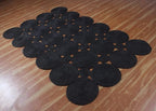 Natural Scalloped Runner Rug, Hand Woven Jute Area Rug, 4x15 Ft Black Pattern Braided Kilim Rugs for Living Room, Kitchen, Entryway, Farmhouse